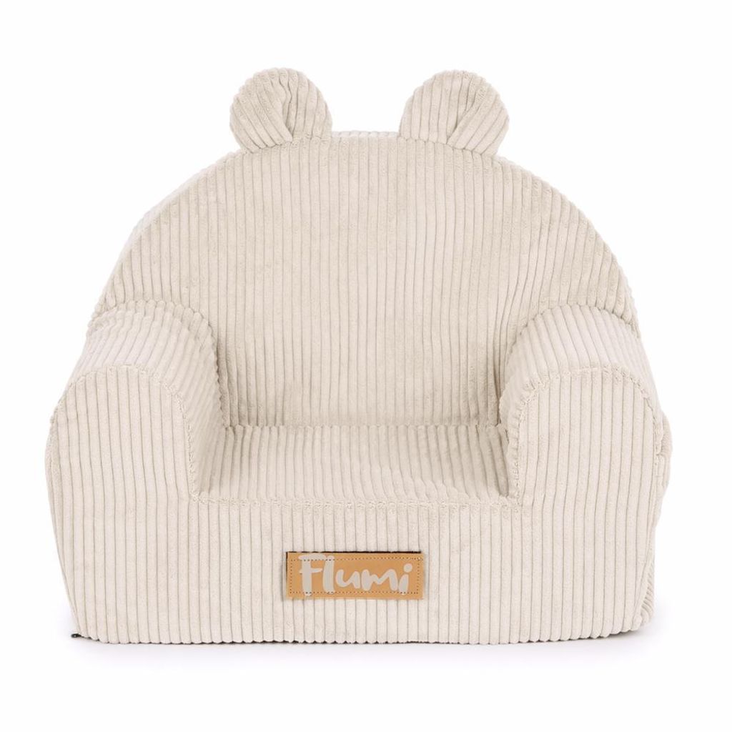 Personalisierter Kindersessel mit Ohren 56x33x42 cm – Corduroy Beige – Sessel für Babys & Kleinkinder