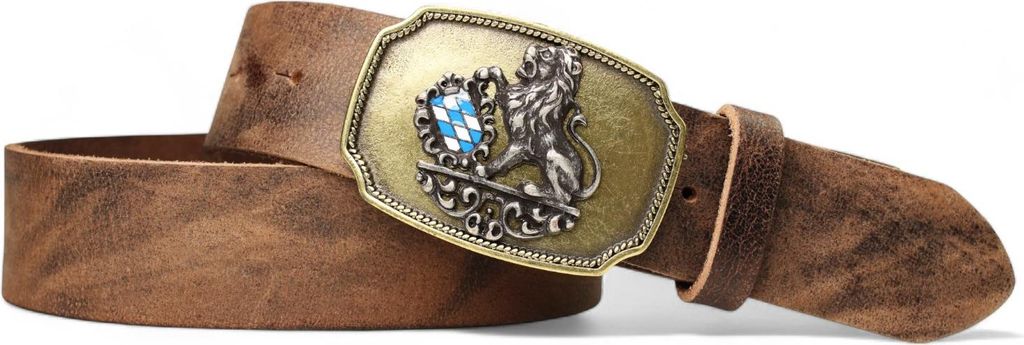 FRONHOFER Trachtengürtel mit Gürtelschnalle bicolor und Bayern Wappen