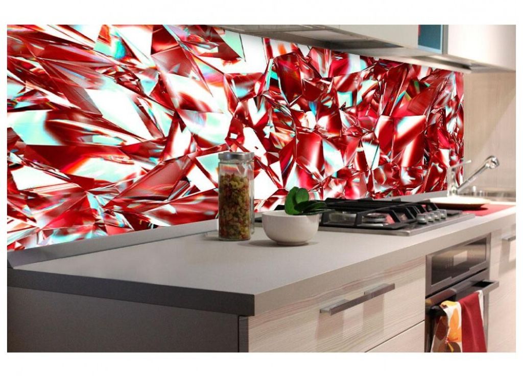 Küchenrückwand Folie selbstklebend ROTER KRISTALL 180 x 60 cm - Klebefolie - Dekofolie - Spritzschutz für Küche -
