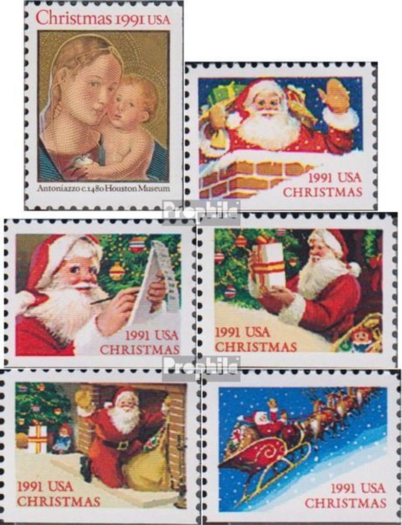 Briefmarken USA 1991 Mi 2194Dr-2199Du (kompl.Ausg.) postfrisch Weihnachten