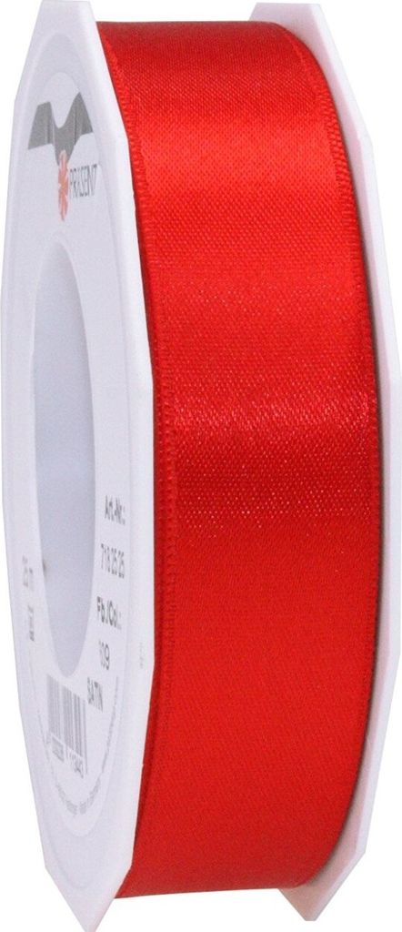 präsent 7182525-609 Doppelsatin 25 mm, rot (25 m) Produktbild 