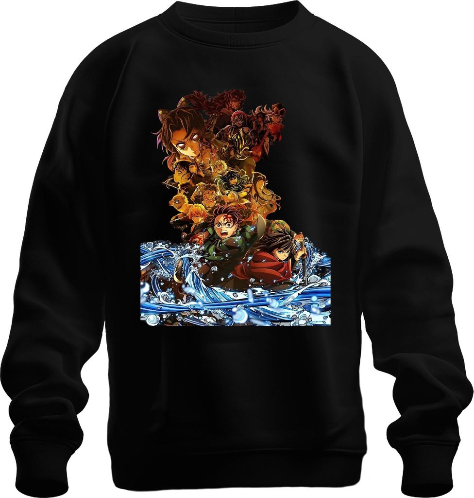 Kimetsu no Yaiba Demon Slayer Tanjiro Nezuko Zenitsu Inosuke Uni Sweatshirt Pullover, Schwarz, XL