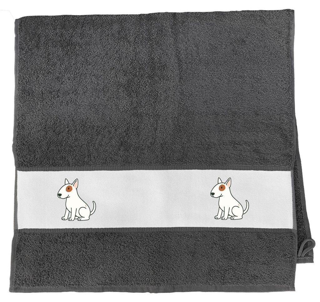 Huuraa Handtuch Bullterrier Comic Bulli 50x100cm Graphite Baumwolle Handtuch Geschenkidee