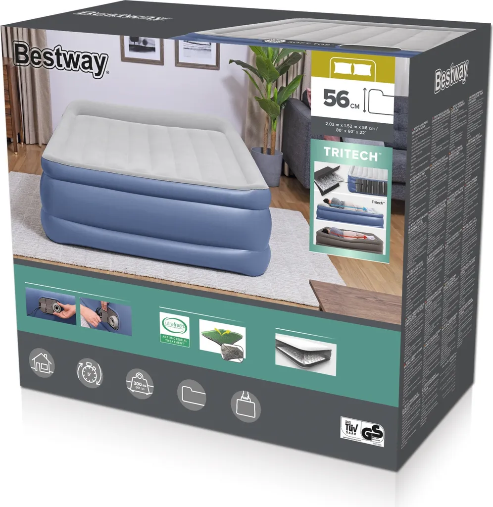 Bestway TriTech Vento Matelas Gonflable Électrique Double XL 203x152x56