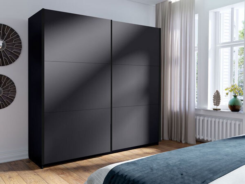 Schwebetürenschrank Arsala 11 Kleiderschrank 200x62x207cm 2-türig graphitgrau