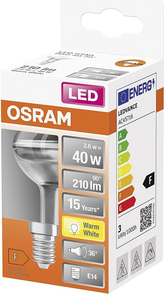 Osram STAR LED žiarovka Teplá biela 2700 K 2,6 W E14 F Obrázok produktu 