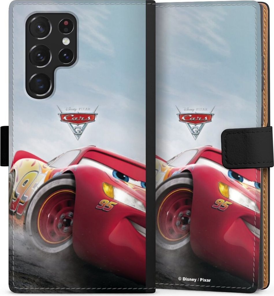 DeinDesign Klapphülle für Samsung Galaxy S22 Ultra Handytasche Lederhülle Tasche Cars Lightning Mcqueen 95 Offizielles Lizenzprodukt