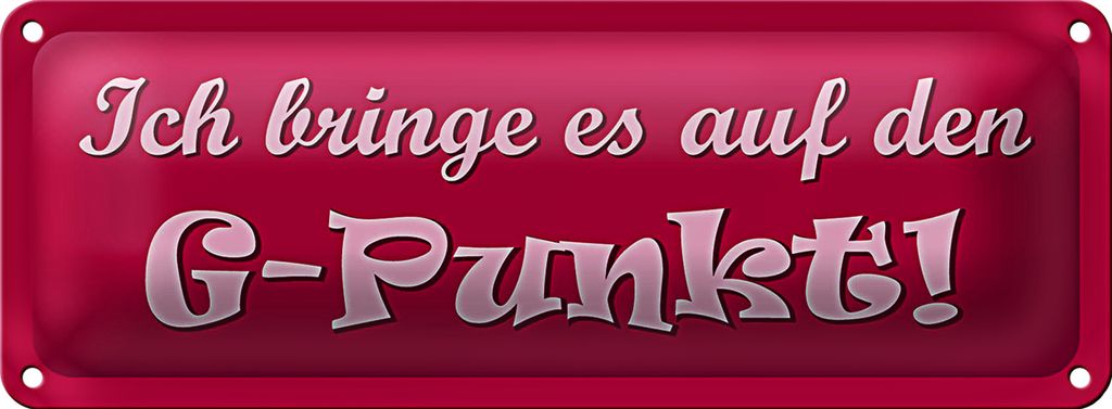 Blechschild Spruch 27x10cm Ich bringe es auf den G-Punkt Dekoration