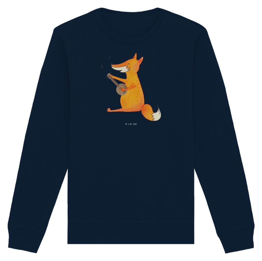 Mr. & Mrs. Panda Rundhals Pullover Fuchs Gitarre Größe XS - French Navy - Geschenk, Sänger, Sweatshirt, Optimistisch, Baumwoll, Pulli, Sweater, ...