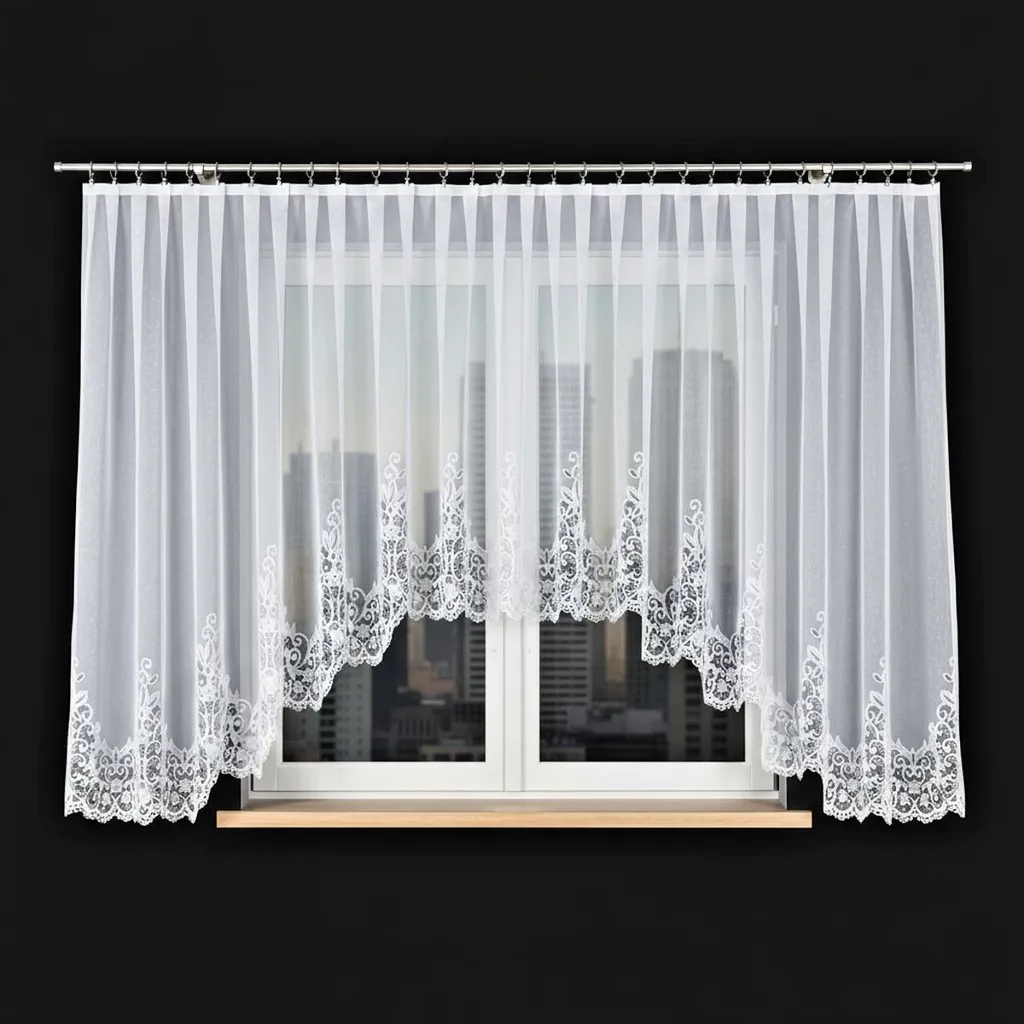 Grand rideau blanc pour salon 400x160 cm jacquard style BERENIKA
