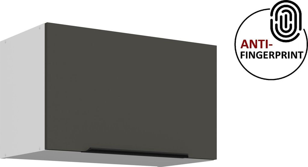 Küchen Hängeschrank 60 cm ARIA Graphite ultra matt + Weiss matt, hochwertige Fronten mit Anti Fingerprint Beschichtung Küchenzeile Küchenblock