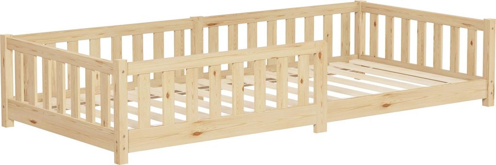 ML-Design Kinderbett 90x200 cm Natur Bodenbett für Kinder Produktbild 