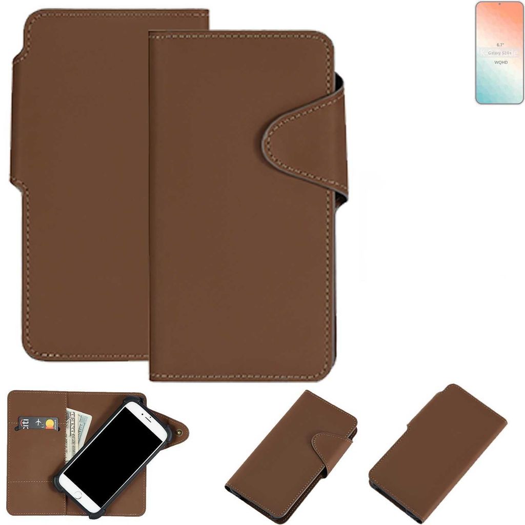 K-S-Trade Schutzhülle Klapphülle Kunstleder kompatibel mit Samsung Galaxy S24+ braun Handy Hülle Wallet Case