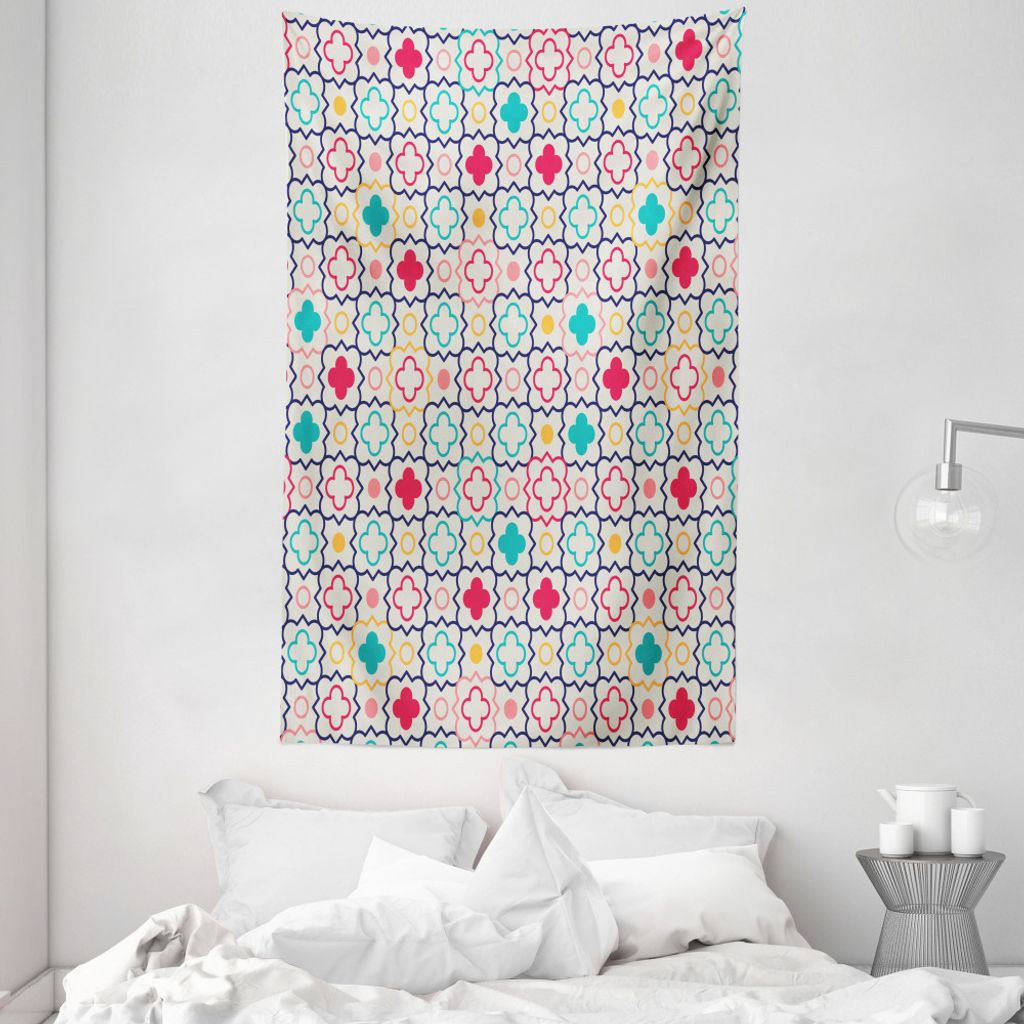 ABAKUHAUS marokkanisch Wandteppich und Tagesdecke, Quatrefoil aus Weiches Mikrofaser Stoff Waschbar ohne Verblassen Digitaldruck, 140 x 230 cm, Bla...