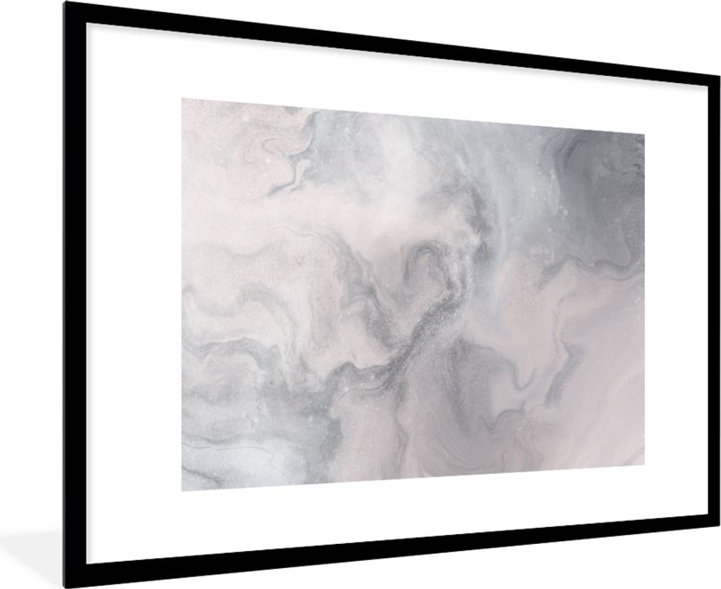 MuchoWow Gerahmtes Poster Wolken - Abstrakt - Malen 90x60 cm - Poster mit Schwarzem Bilderrahmen Wandposter Rahmen Foto Bilder - Wanddekoration -...