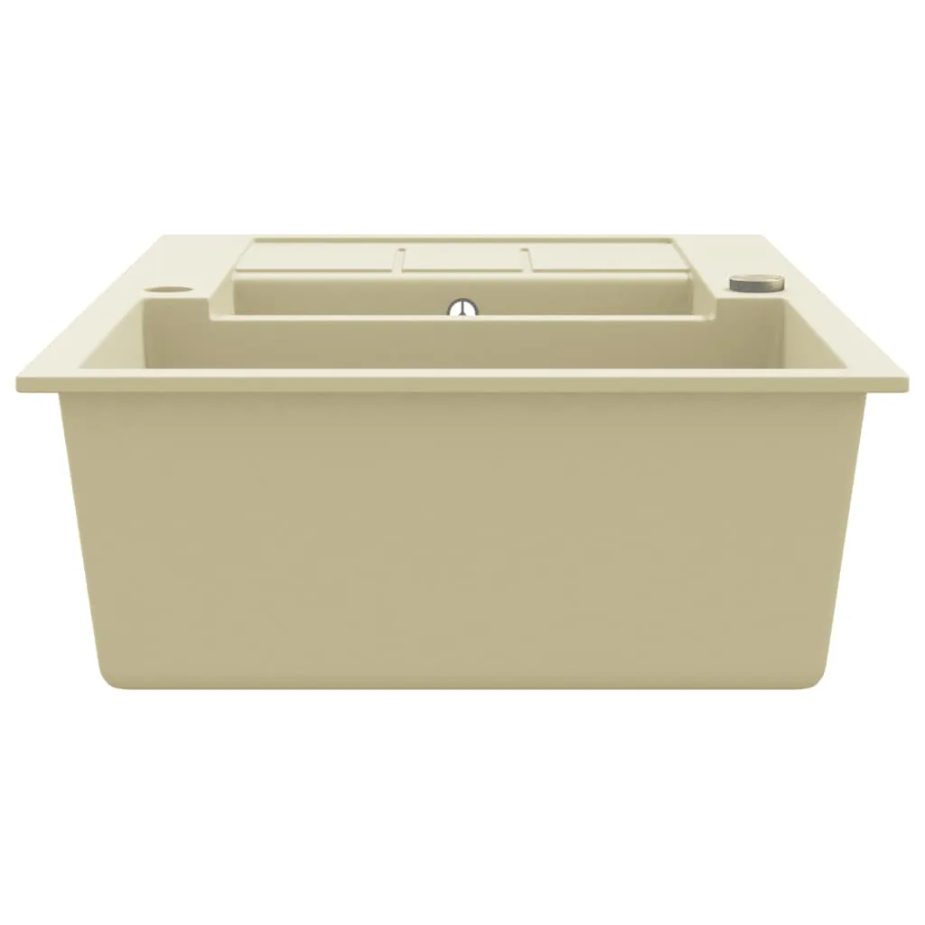 Évier granit beige vidaXL 2 bacs : durable, anti-taches, facile à nettoyer