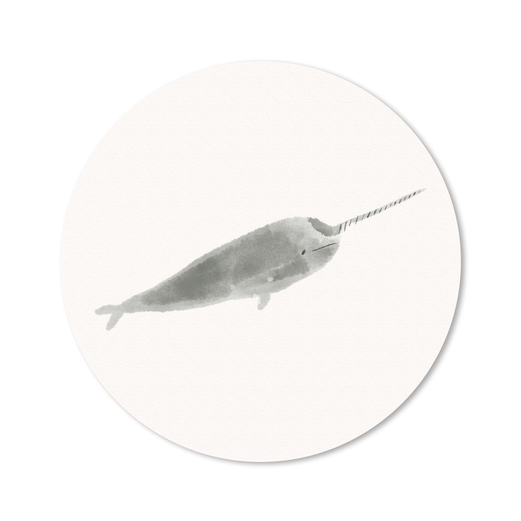 MuchoWow Mauspad Mousepad Narwal - Tiere - Meer - Aquarell 40x40 cm - Mousepads - Maus Mat - Pad - Mausunterlage - Schreibtisch Accessoires