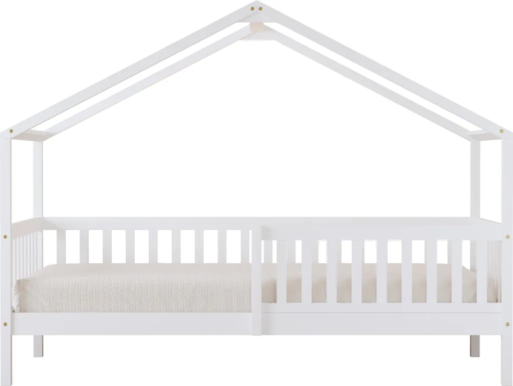Lit Cabane Sécurisé contre les Chutes Nocturnes en Bois Blanc 90x200