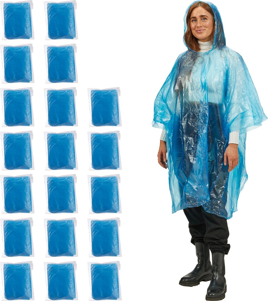 Poncho impermeabile Relaxdays, confezione da 20 pezzi, Immagine del prodotto 