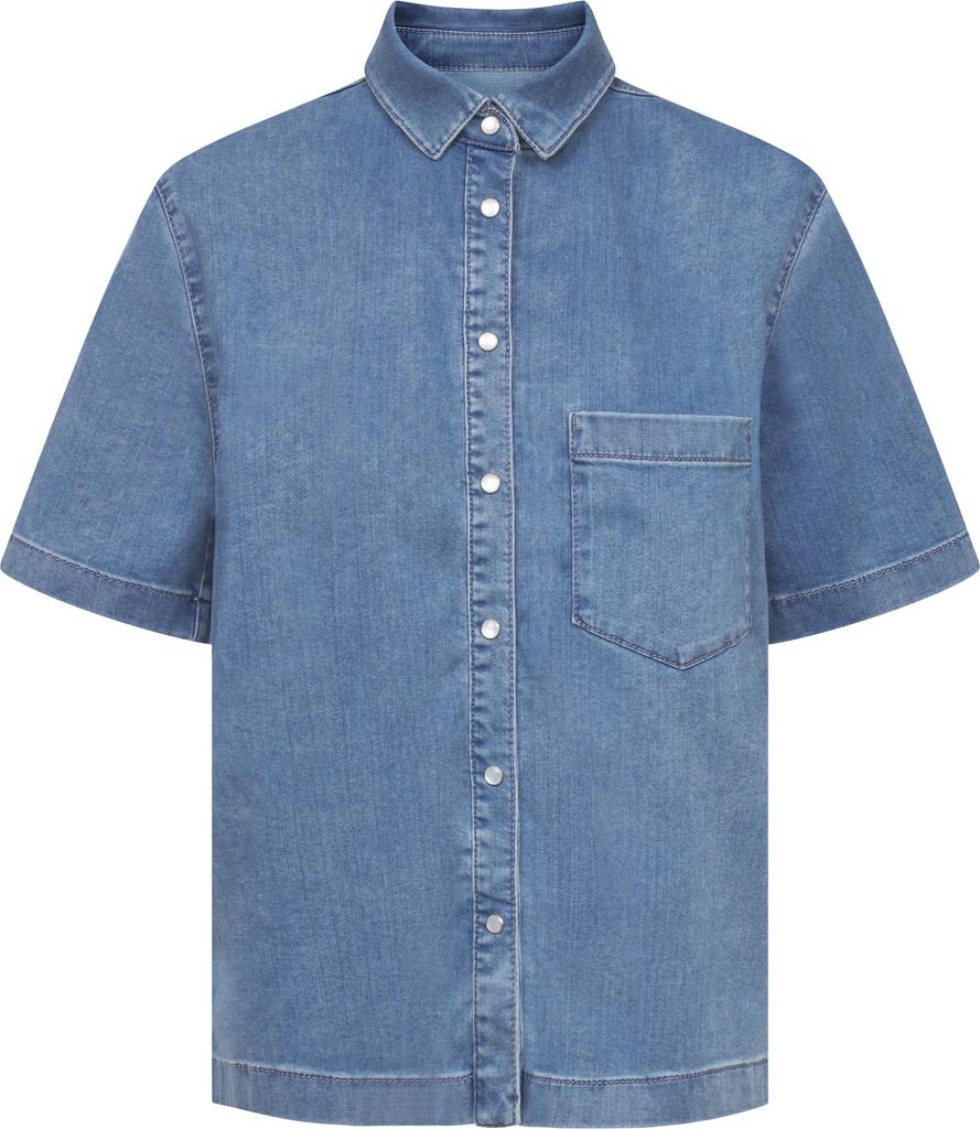 Raffaello Rossi Giuliette Lässiges Kurzarm Jeanshemd aus Stretch-Denim, 58 cm Länge