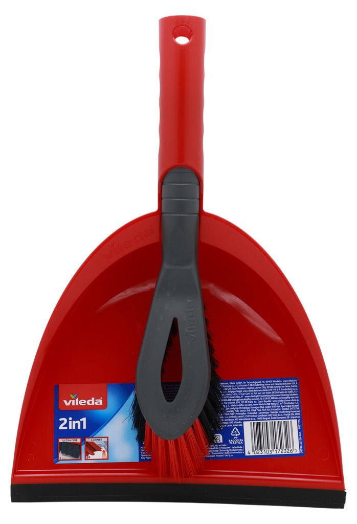 DuActiva Besen mit 2in1 Kehrset (rot/schwarz, 3-teilig) Produktbild 