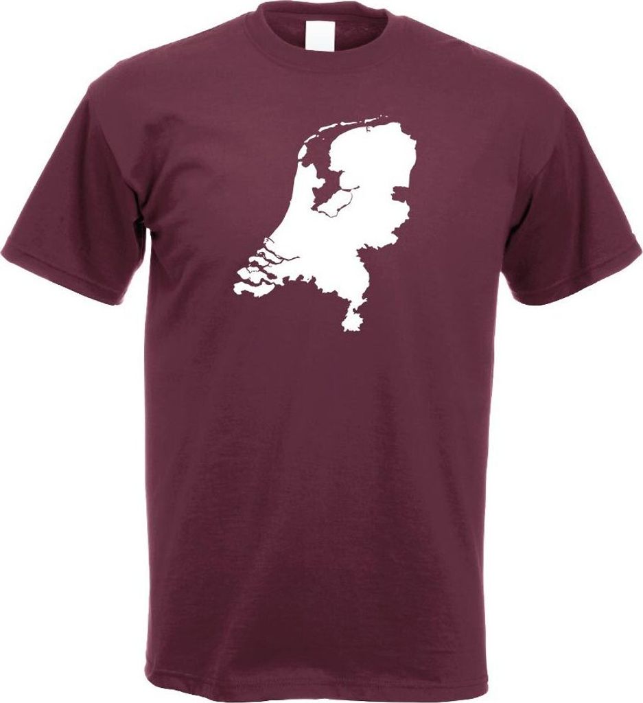 Kiwistar - T-Shirt - Burgund - Niederlande Umriss Kontur Herren Funshirt Bedruckt Design Sprüche Spruch Motive - mit Motiv Bedruckt - Funshirt Des...