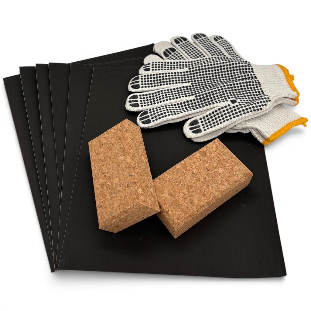 Schleifpapier 230x280 mm 6 Körnungen mit Schleifblock für Holz Lack