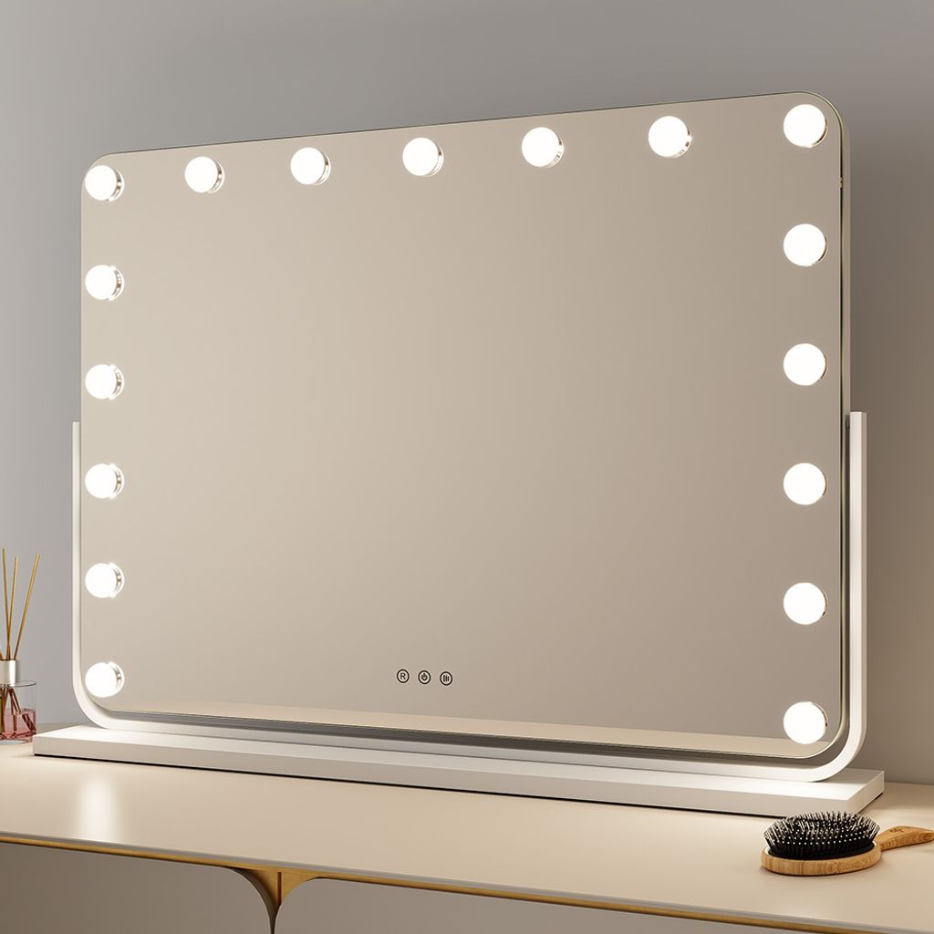 Milton & Oldbrook Hollywood Spiegel mit Beleuchtung 77 x 56 cm Trofa Weiß