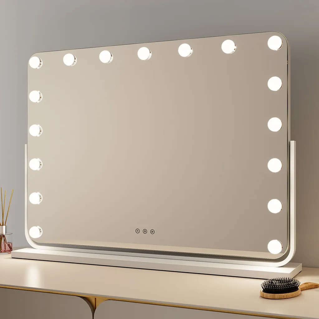 Miroir de coiffeuse professionnel blanc 77x56 cm éclairage idéal maquillage