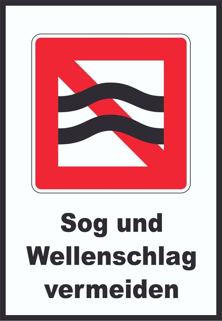 Sog und Wellenschlag vermeiden Symbol und Text A5 (148x210mm)
