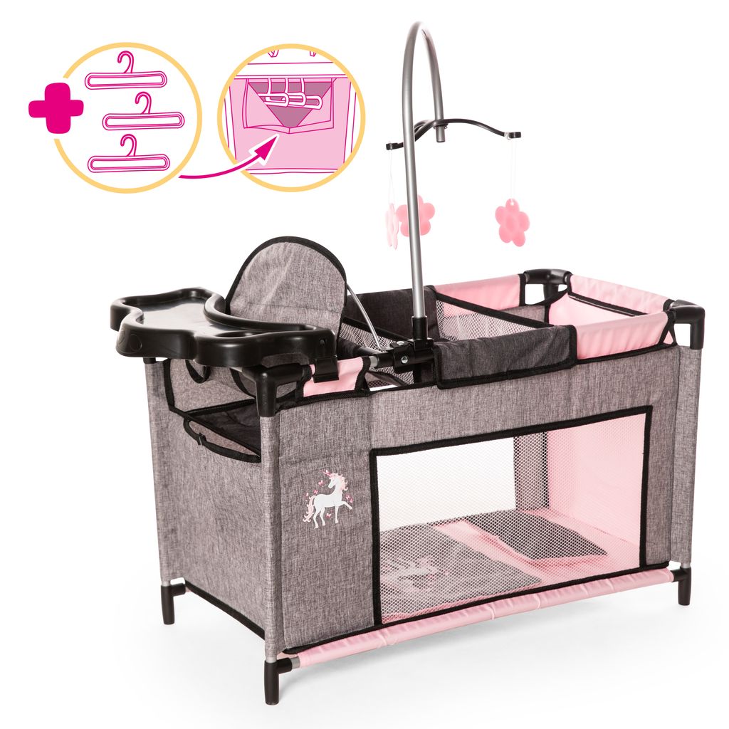 Multibed pro panenky do 46 cm šedá s jednorožcem Obrázek produktu 