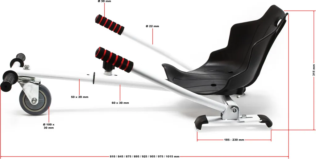 Siège Hoverboard Wiltec Bleu avec Roulette - Structure Robuste 120 kg - 2
