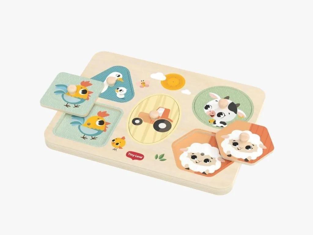 Jouet Éveil Bébé Puzzle Musical Bois 5 Pièces Cris Animaux dès 12 Mois