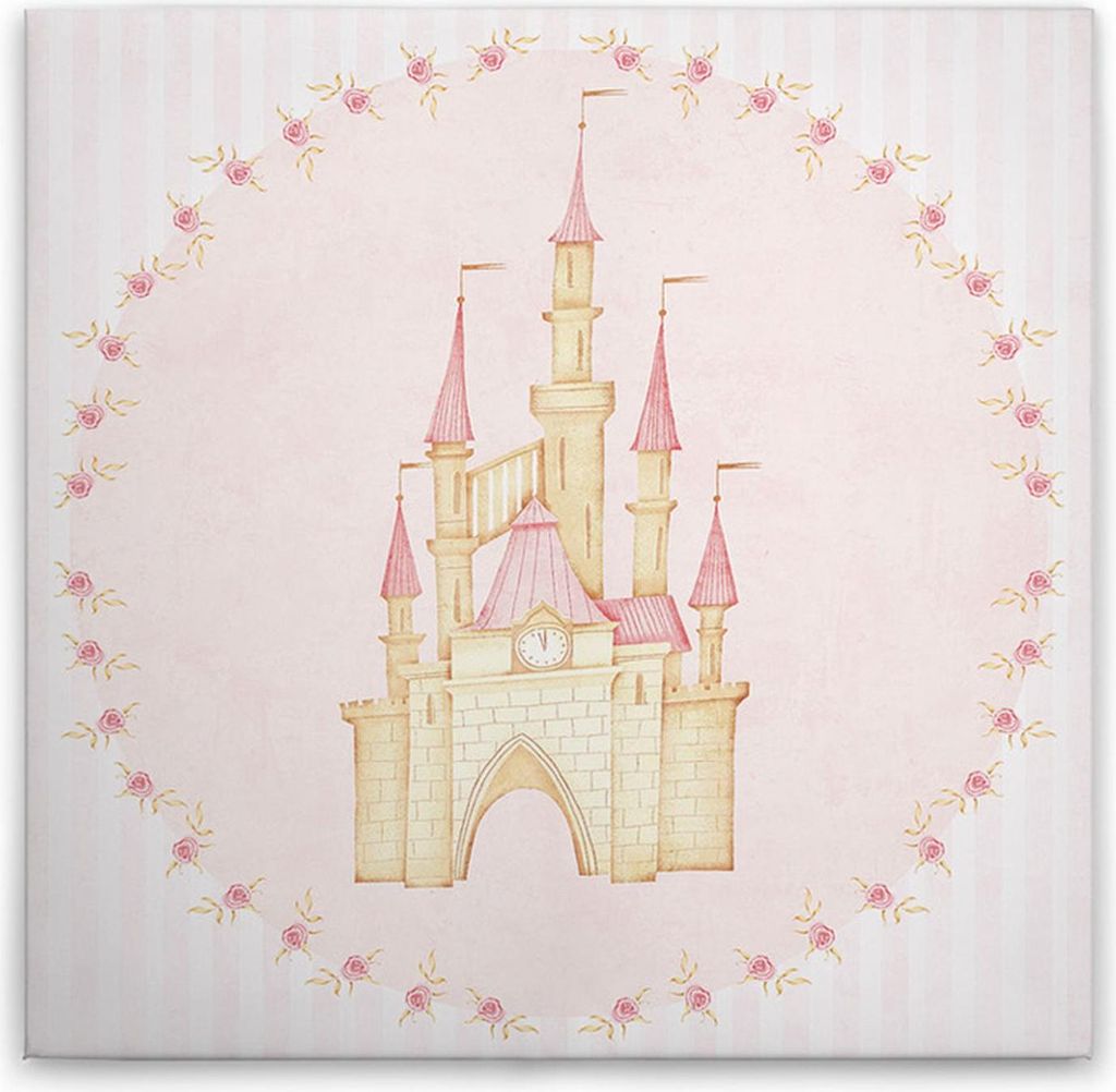 TADESSI Leinwandbild Prinzessinnen Schloss - Wandbild 30 x 30 cm - Kunstdruck auf Leinwand in Beige Gelb - M1-No.50631
