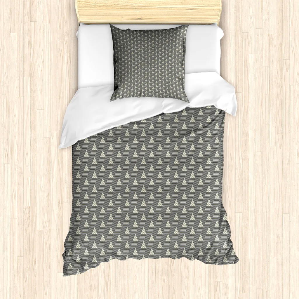 Set Copripiumino Grigio Geometrico ABAKUHAUS 135x200cm Antiacaro