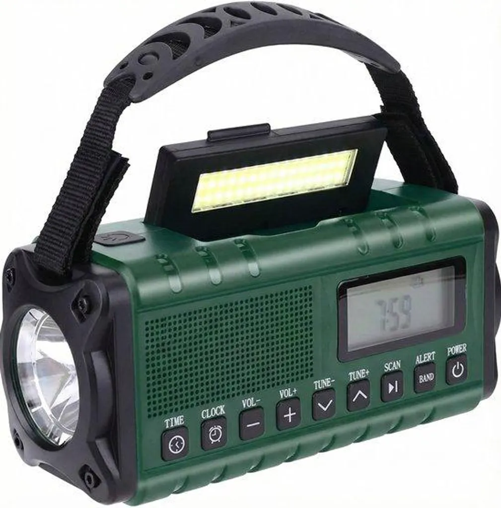 Radio Solaire Dynamo XSY340 : Station d'urgence de 10 000 mAh Verte