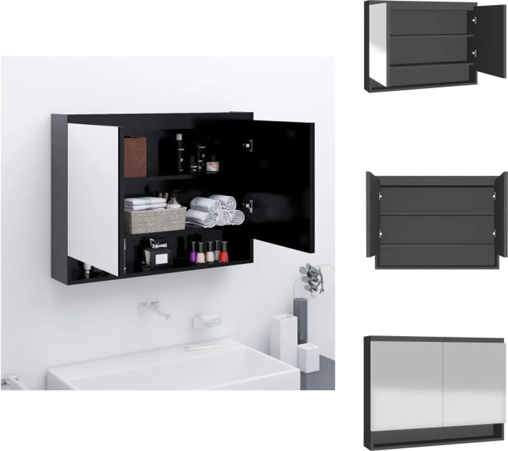 Armoire de toilette vidaXL 80x15x60 cm anthracite en MDF pour salle de bain
