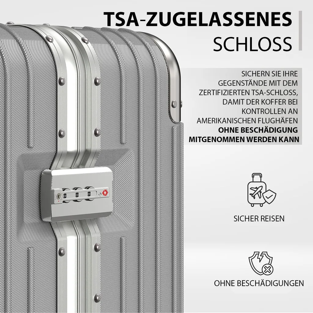 Set de Valises de Voyage AEON Argent S/M Idéal pour Avion et Train TSA - 10
