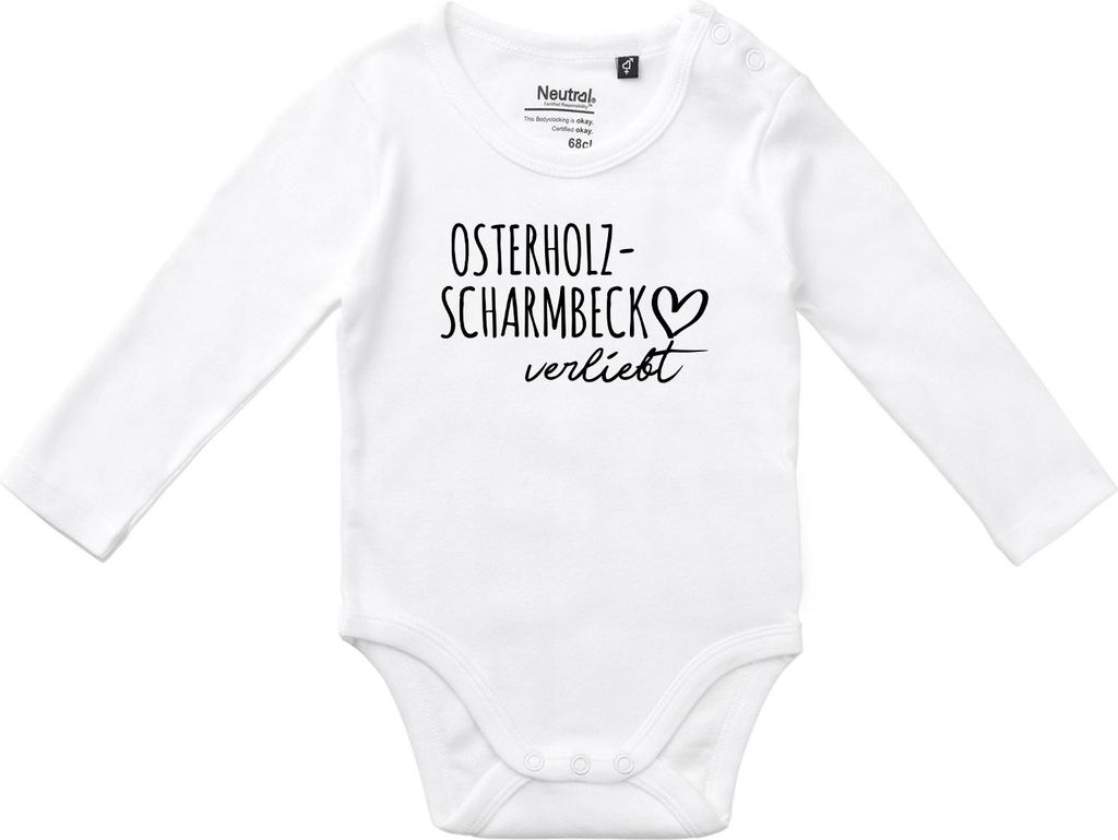 Huuraa Baby Body Osterholz-Scharmbeck verliebt 68 White Baumwolle Fairtrade Langarmbody Geschenkidee