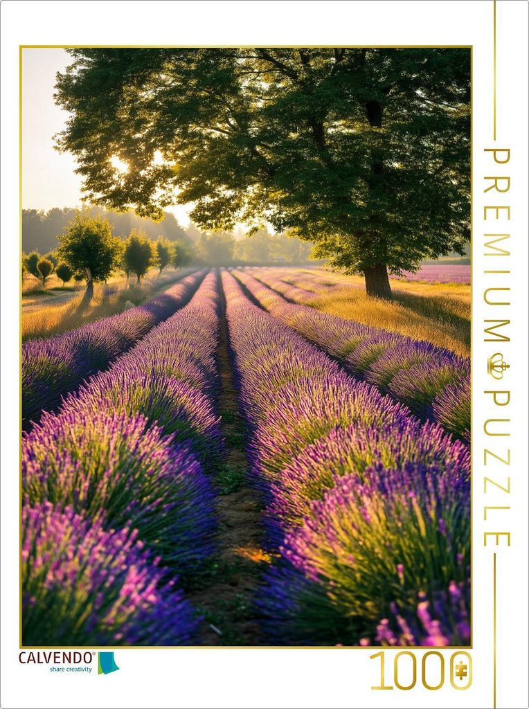 CALVENDO Puzzle Lavendel im sanften Regen | 1000 Teile Lege-Größe 64x48cm Foto-Puzzle für glückliche Stunden