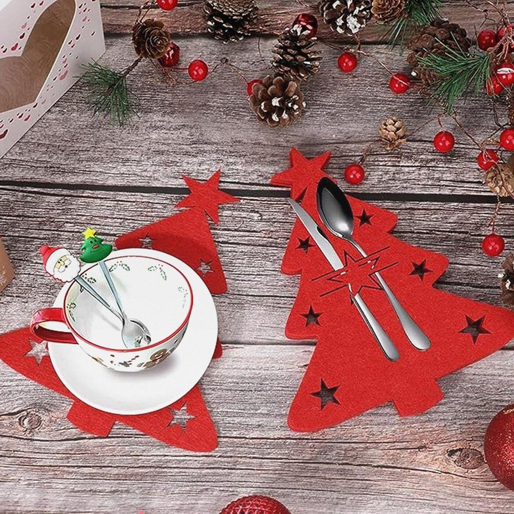 Weihnachtsbaum Besteckhalter, 18 Stück Bestecktasche Tannenbaum Besteckbeutel Weihnachtsbaum Tischdeko Besteckhalter Weihnachten Filz Weihnachten ...