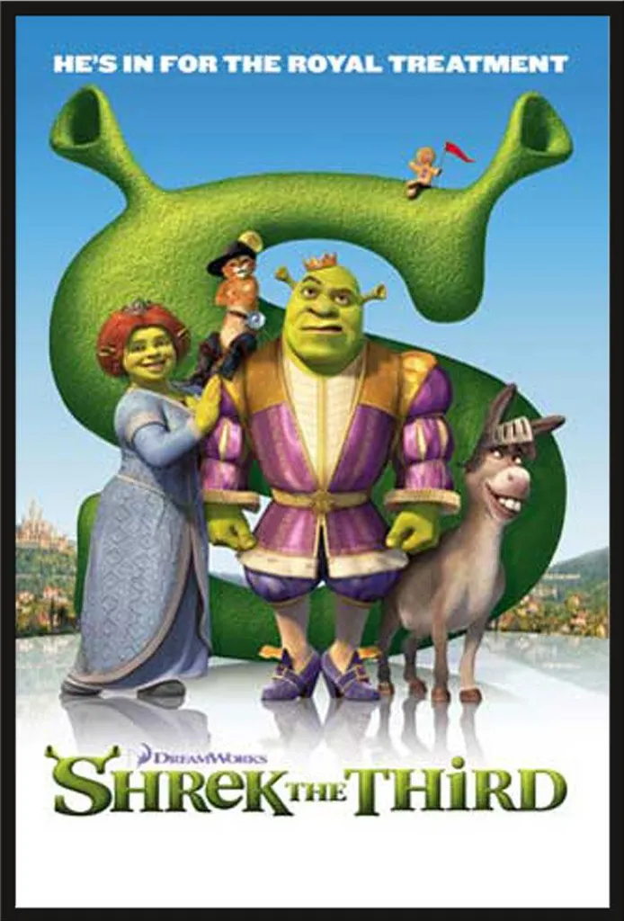 Décoration Murale Shrek 3 Affiche Encadrée pour Chambre Enfant et Salon