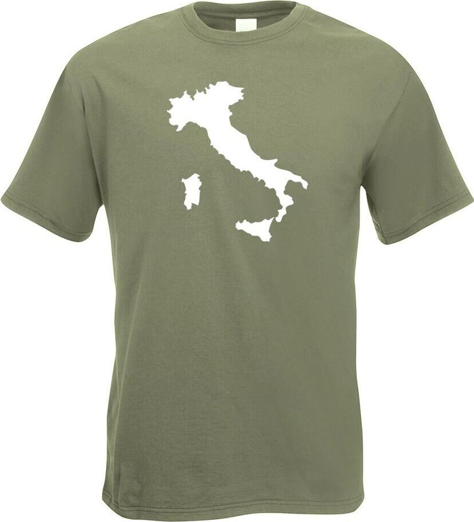 Kiwistar - T-Shirt - Olive - Italien Umriss Kontur Herren Funshirt Bedruckt Design Sprüche Spruch Motive - mit Motiv Bedruckt - Funshirt Design - ...