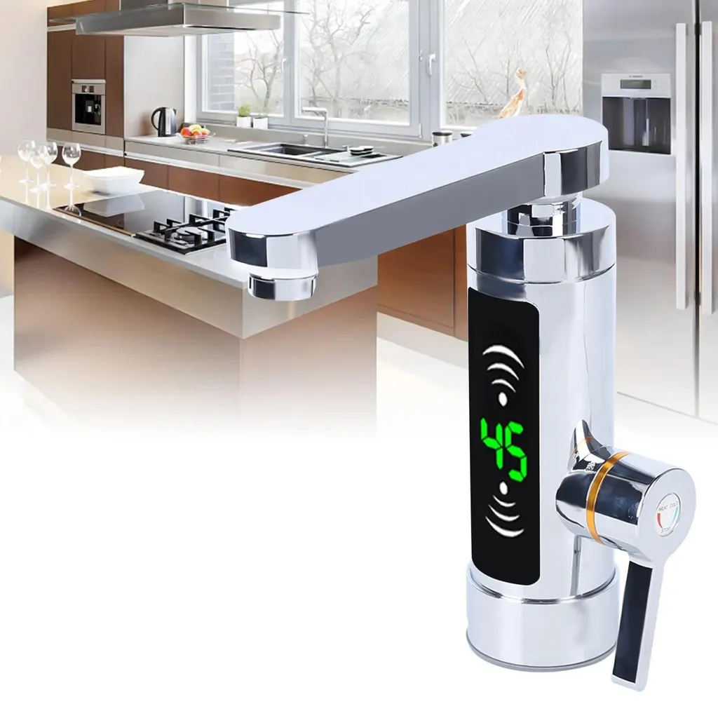 Eau chaude immédiate avec ce robinet électrique argenté haute efficacité