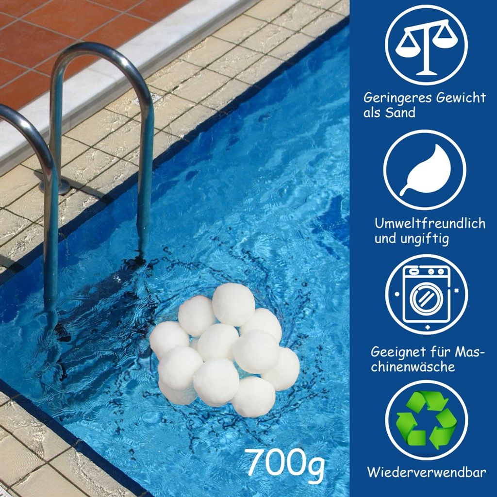 Filter Balls waschbar Filterbälle für Pool Polysphere 700g Recyclebar Poolpumpe 