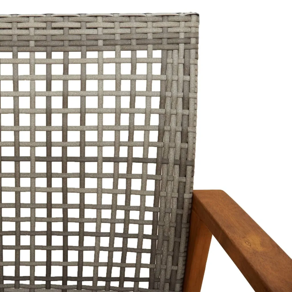 Ensemble de Balcon Gris Polyrotin et Acacia - Mobilier Robuste 3 pcs - 8