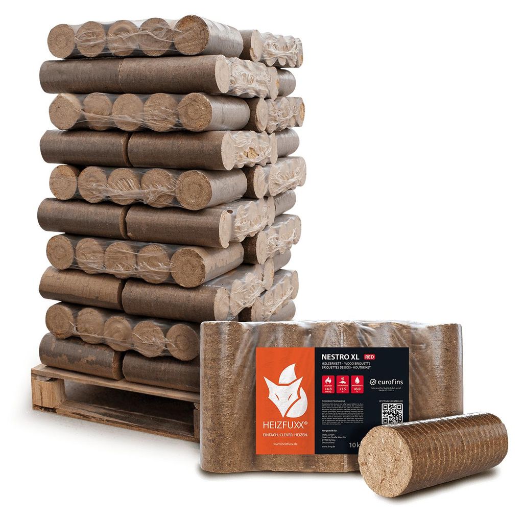 Heizfuxx Nestro XL Red Holzbriketts Hartholz 10kg x 30 Produktbild 