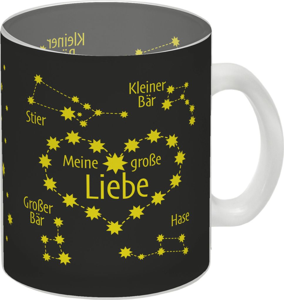 Sternbild Meine große Liebe Glas Tasse in schwarz