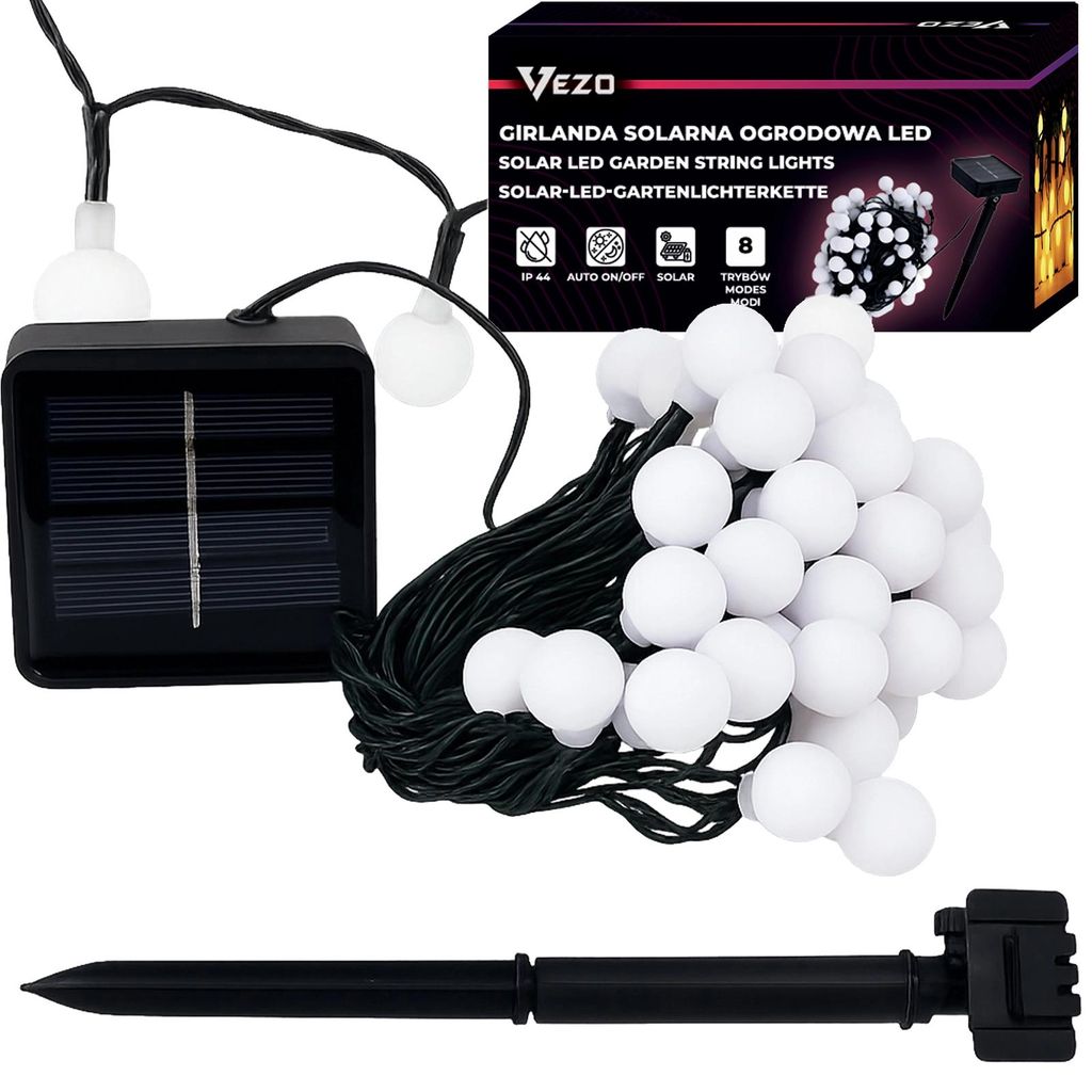 Solar Lichterkette Gartenlichter Kugelgirlande 7 m 50 LED Produktbild 
