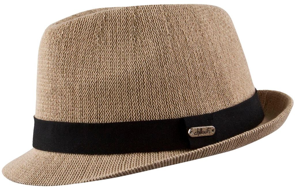 Chillouts knautschbarer verstellbarer Trilby Stoffhut in Strick-Optik in beige